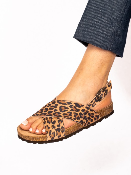 Sandlia Bio Cruzada em Camura Animal Print