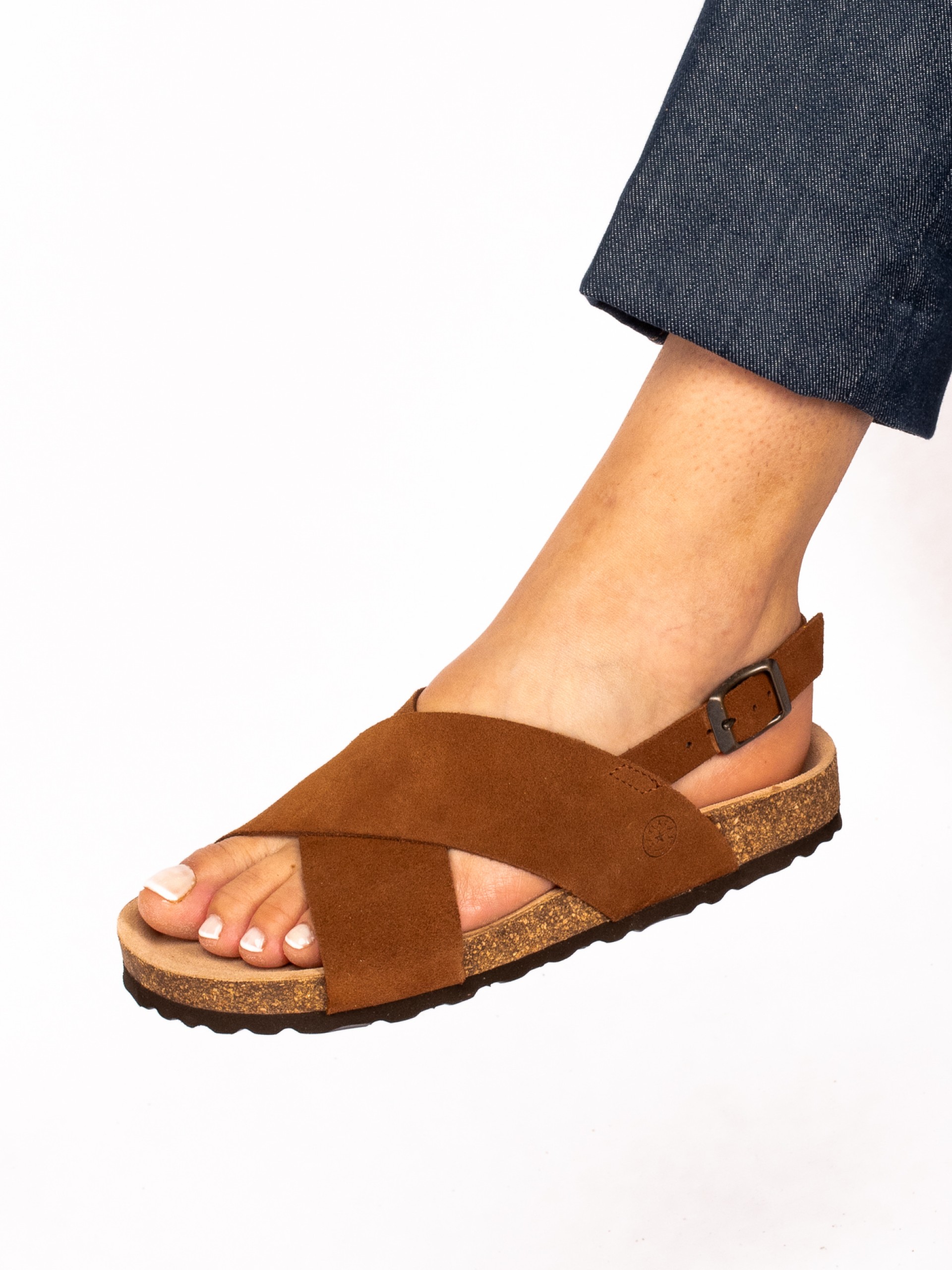 Sandália Bio Cruzada em Camurça