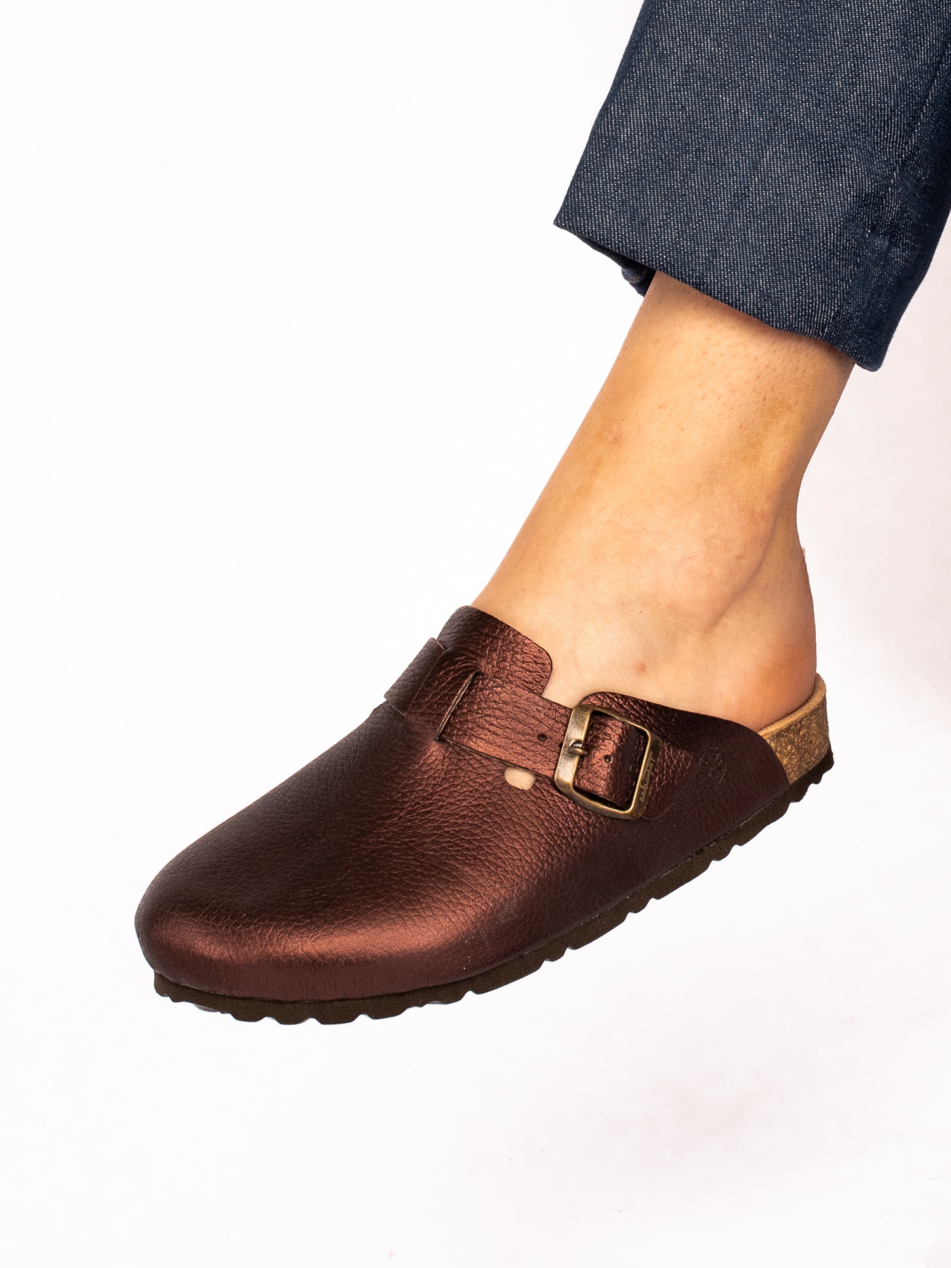 Clogs em Pele Metalizada