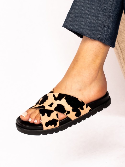 Chinelo Bio com tiras traadas com Animal Print