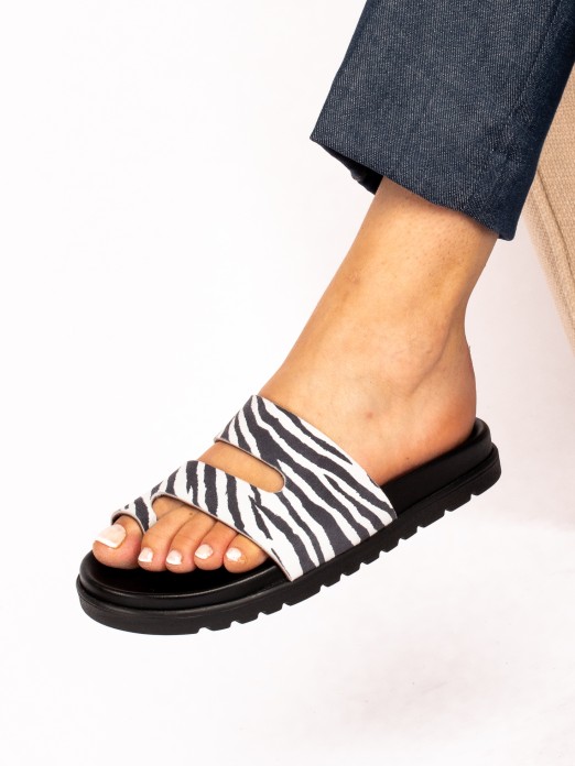 Chinelo Bio em Pele padro Animal Print