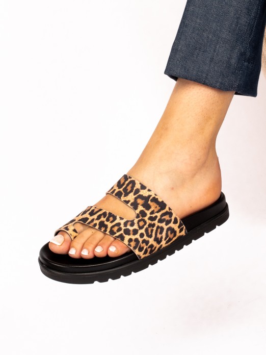 Chinelo Bio em Pele padro Animal Print