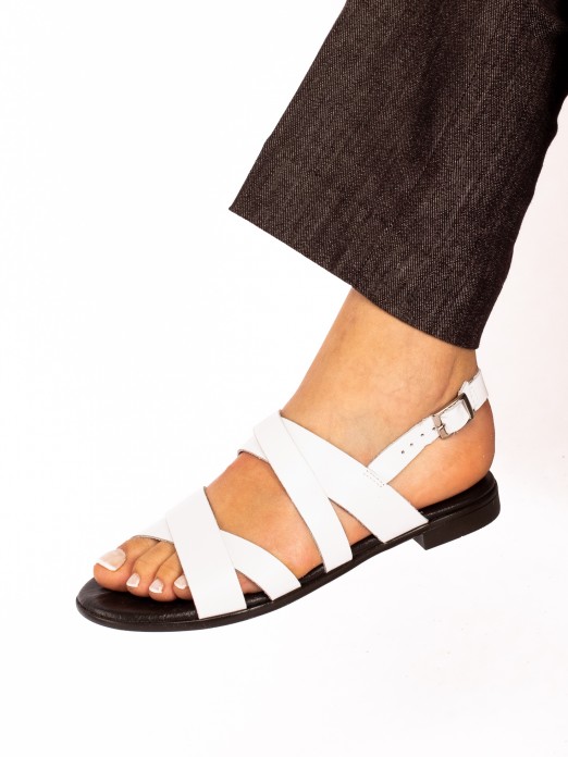 Flat Multiple Strap Leather Sandal