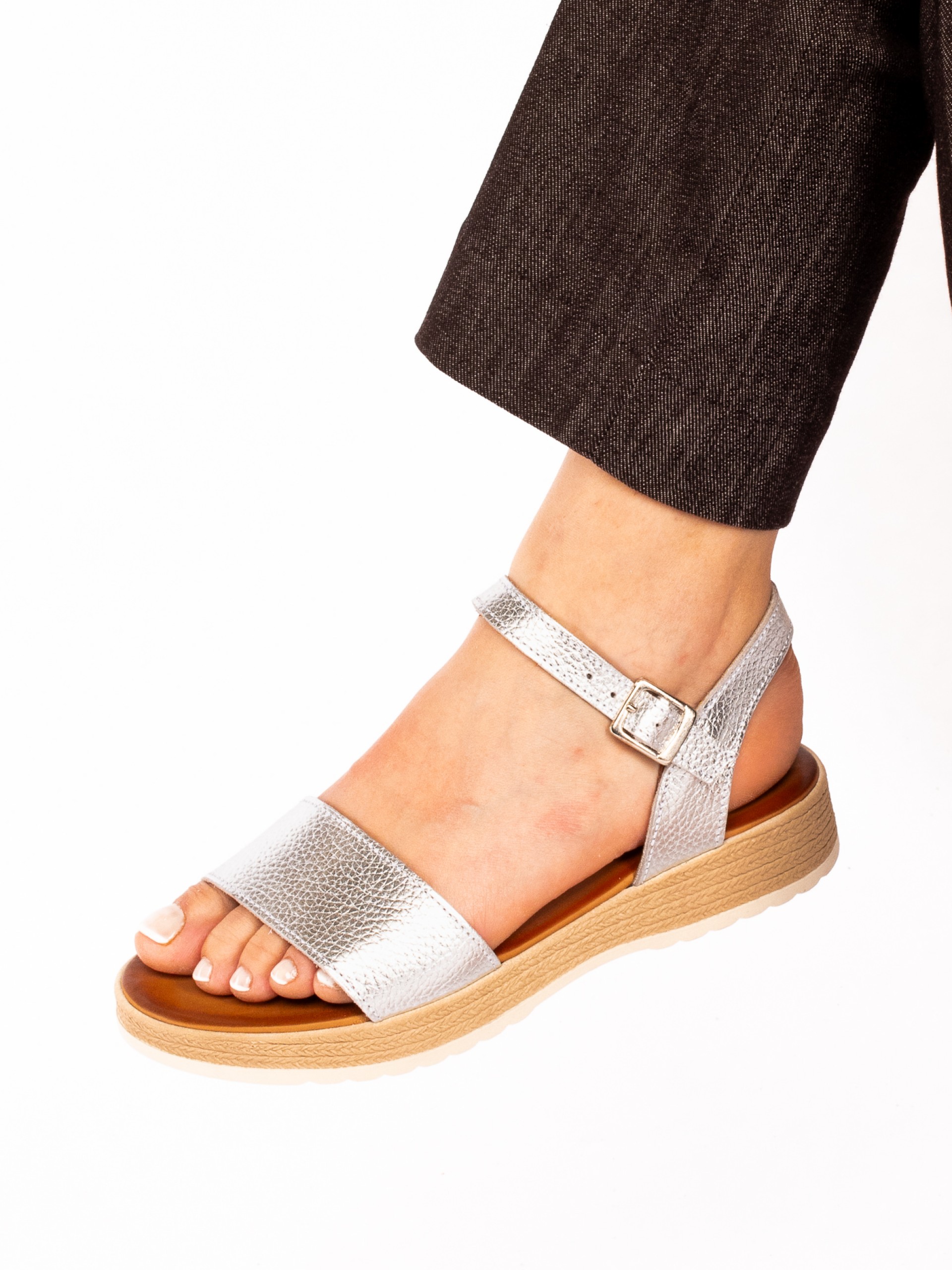 Sandália Plataforma em Pele Laminada