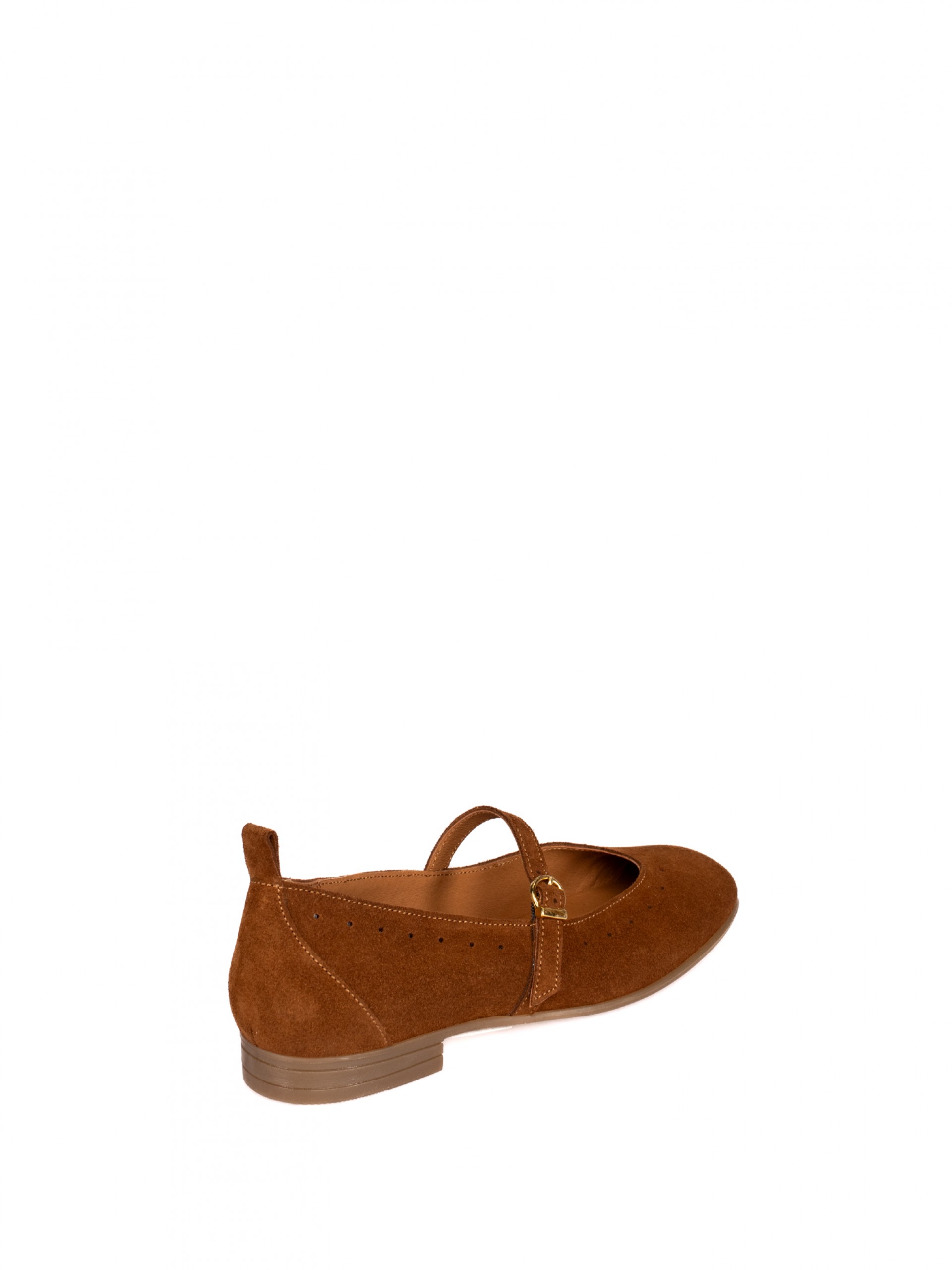 Suede Mary Jane shoes with perforated detail
