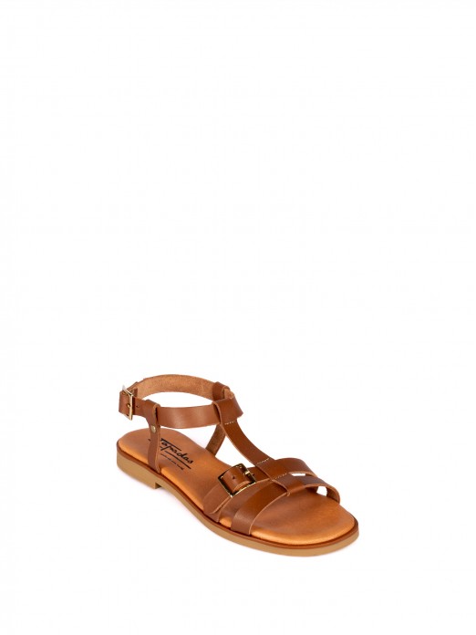 Sandlias com Fivela em Pele