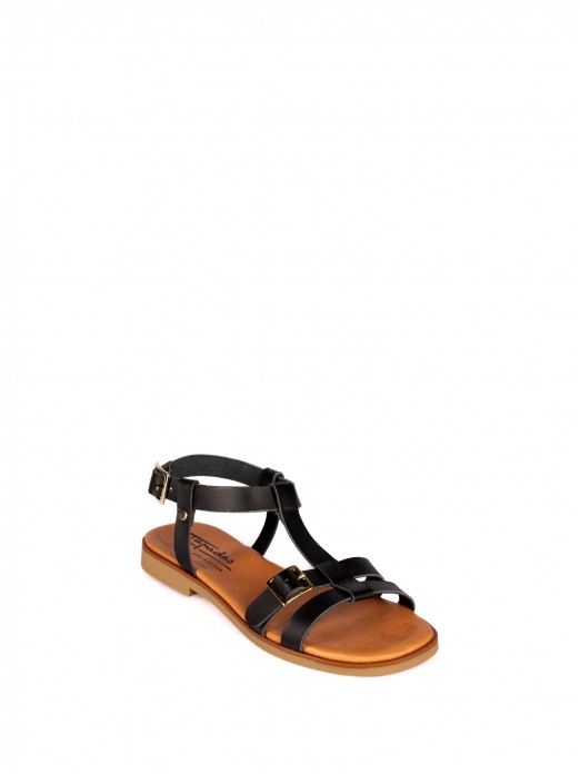 Sandlias com Fivela em Pele