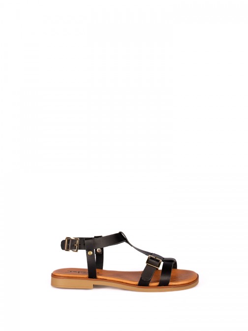 Sandlias com Fivela em Pele