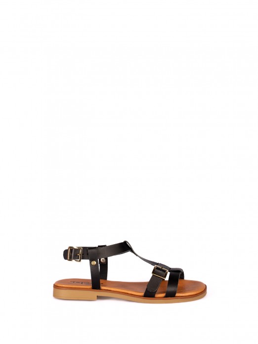 Sandlias com Fivela em Pele