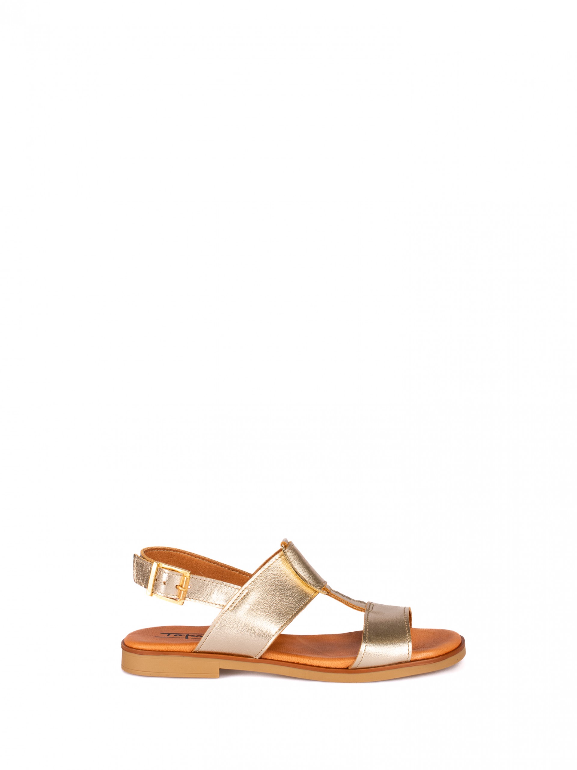 Leather Sandals with Golden Detail