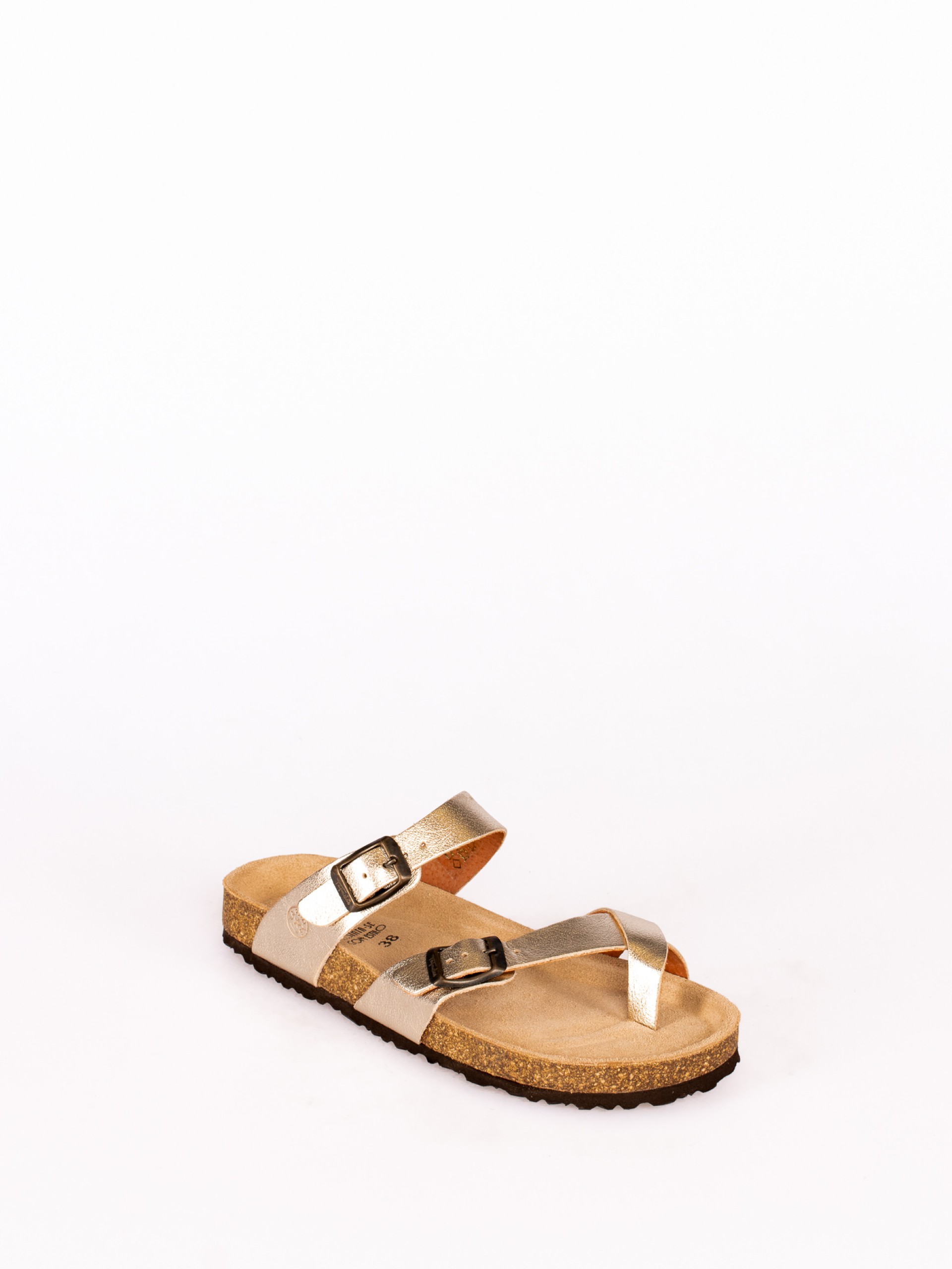 Chinela com Fivelas Pele Laminada