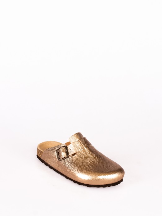 Clogs in Metallic Leather