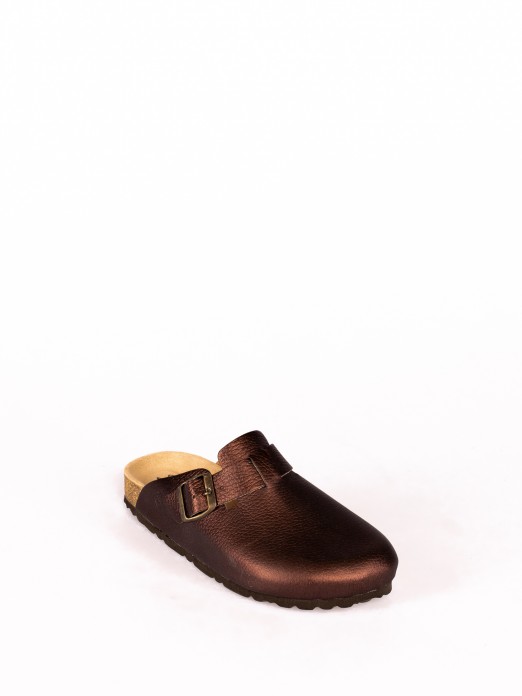 Clogs em Pele Metalizada