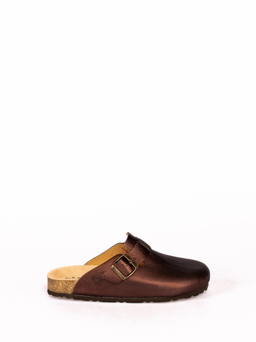 Clogs em Pele Metalizada