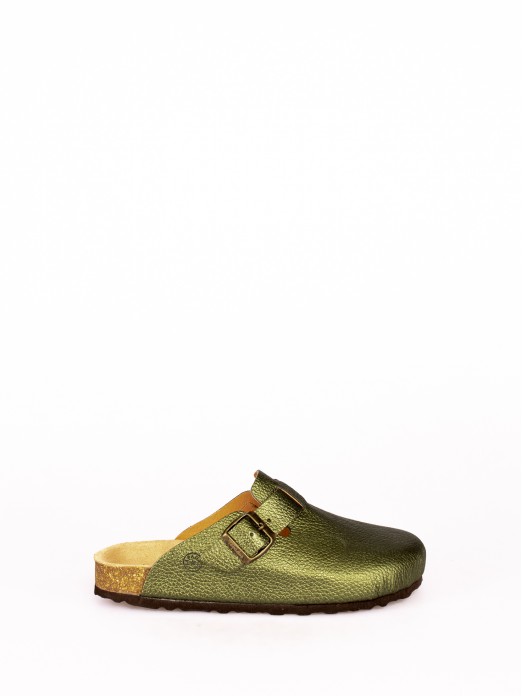 Clogs in Metallic Leather