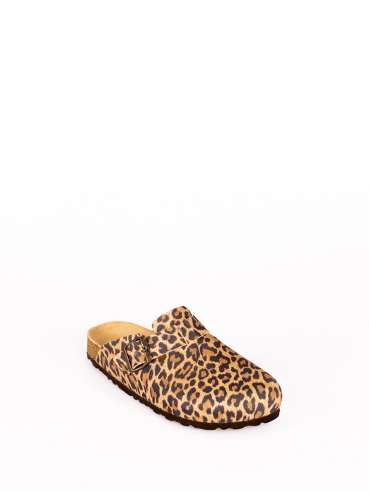 Animal Print Suede Clogs