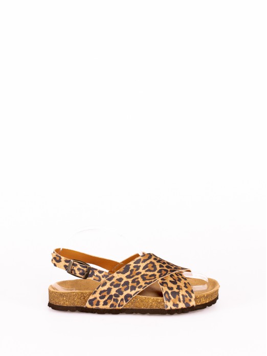 Sandlia Bio Cruzada em Camura Animal Print