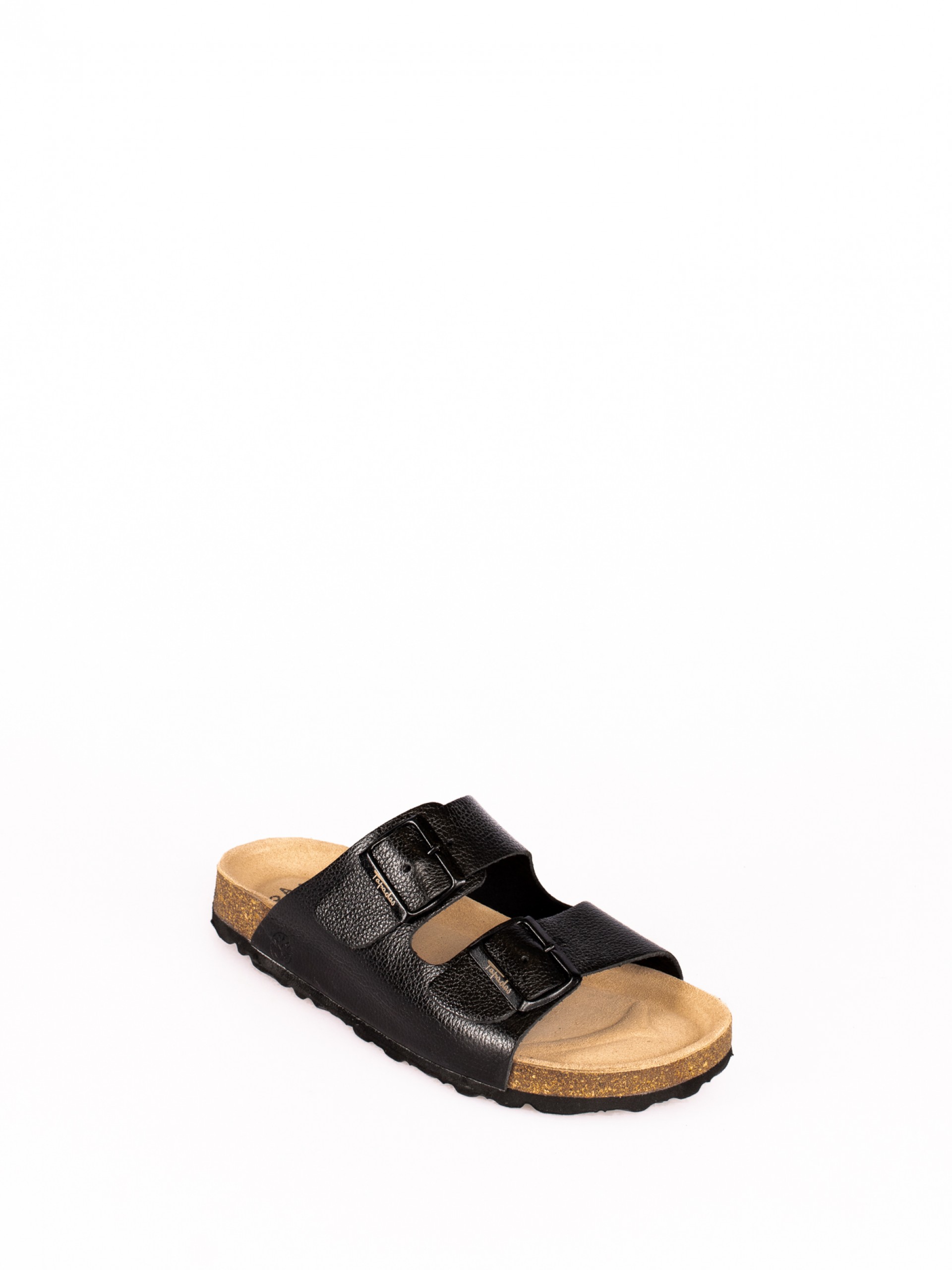 Chinela Bio com Duas Fivelas em Pele Metalizada