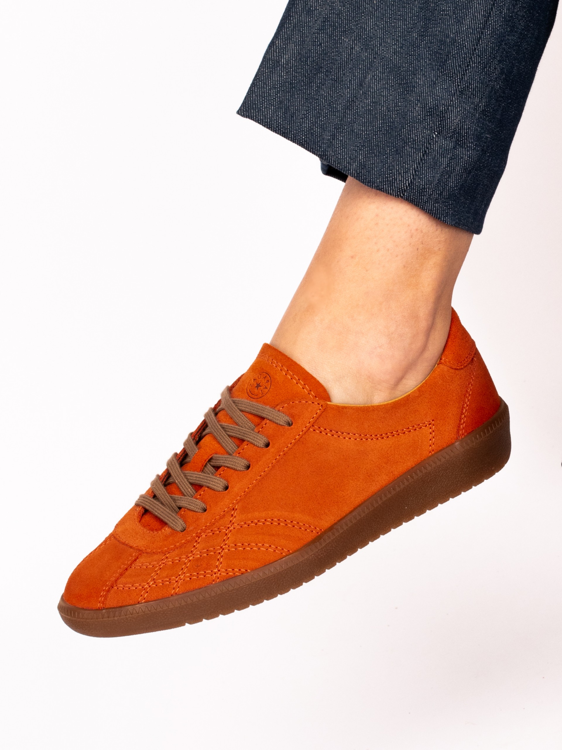 Suede Sports Shoe with Stitching Detail