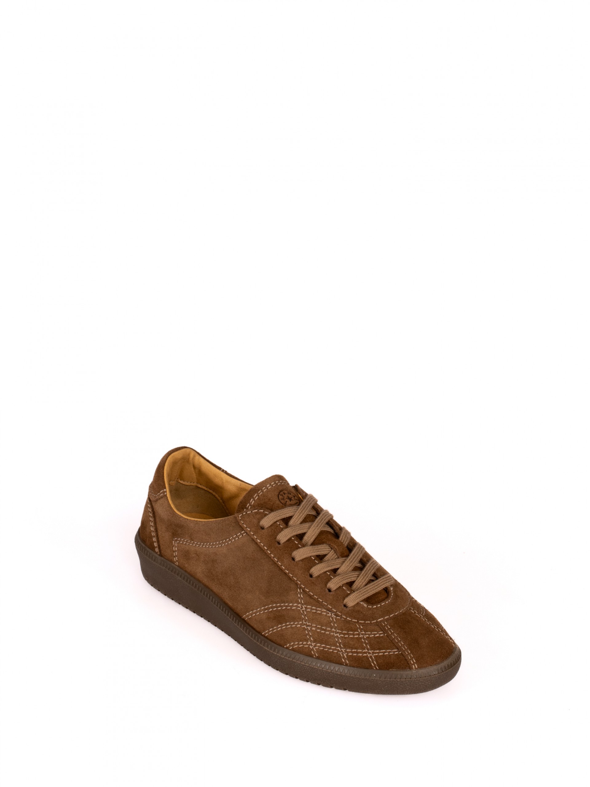 Suede Sports Shoe with Stitching Detail