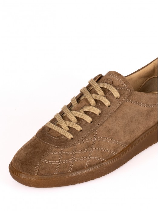 Suede Sports Shoe with Stitching Detail