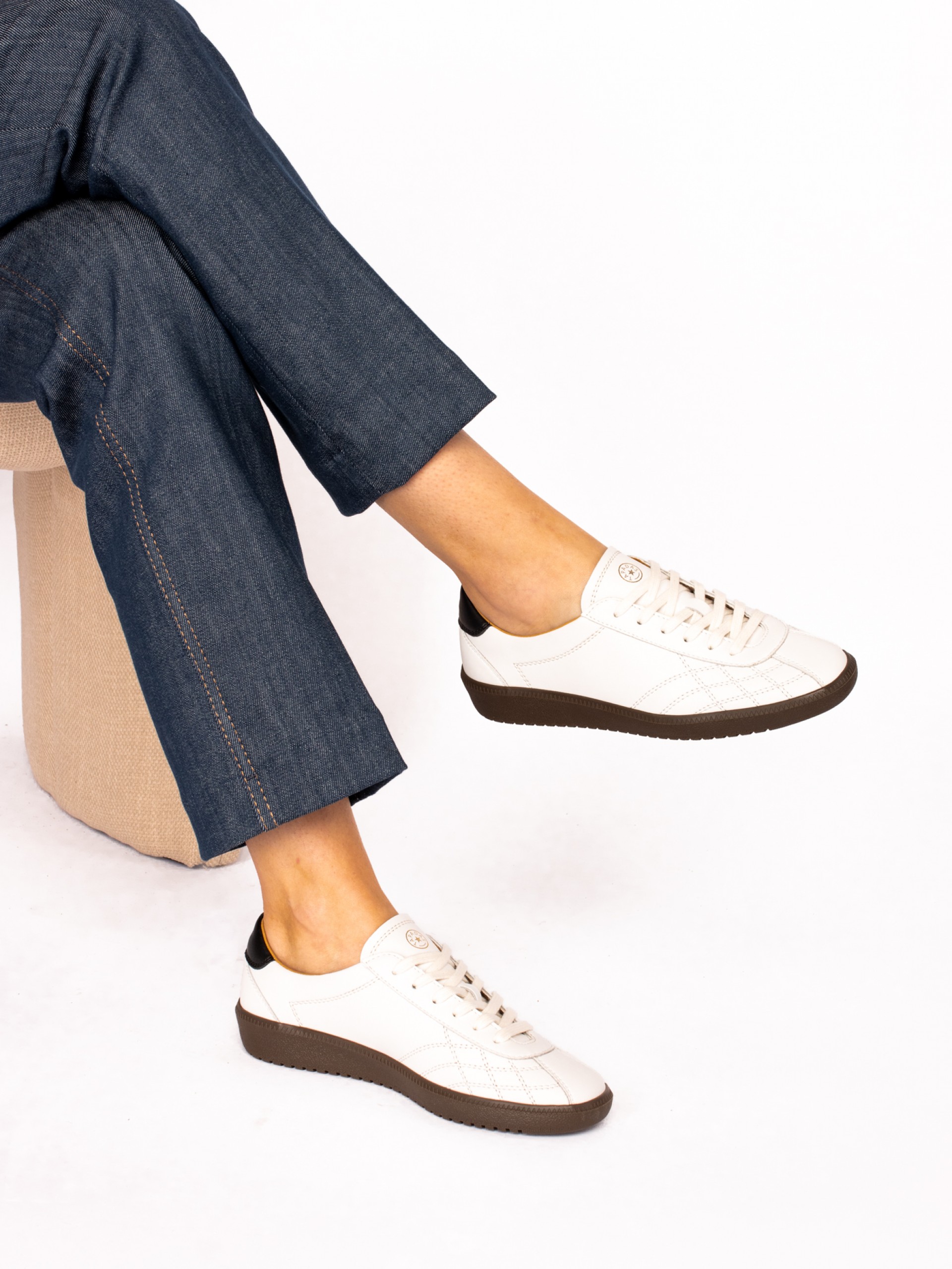 Leather Sports Shoe with Stitching Detail