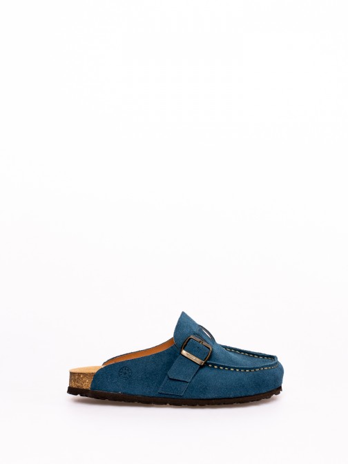 Suede Clogs with Buckle