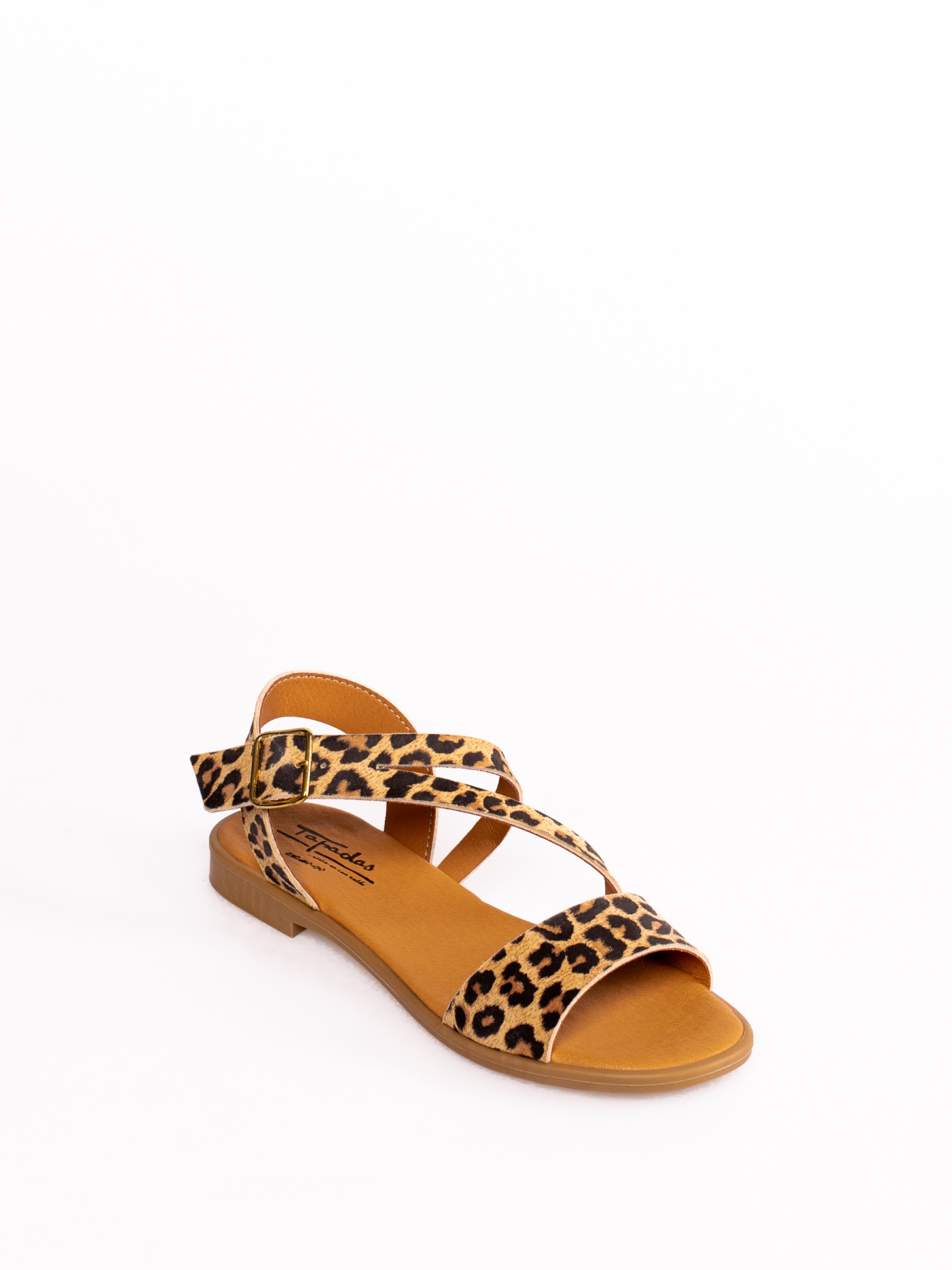 Sandália Rasa com tira traçada em Animal Print