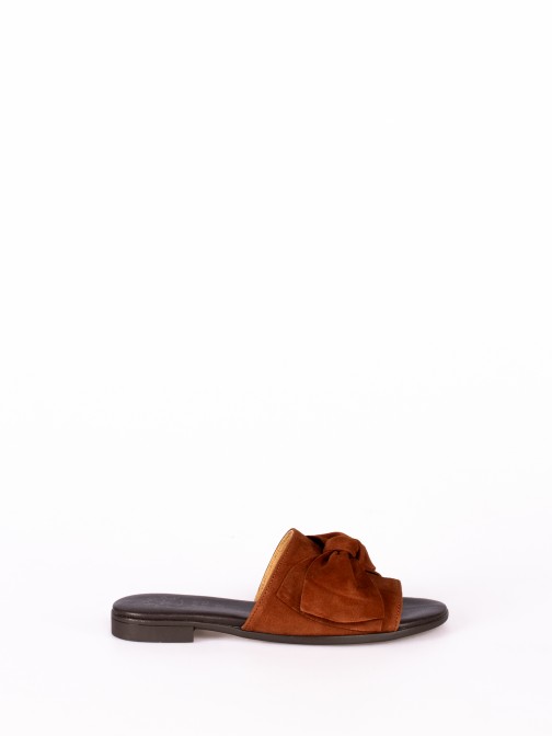 Suede Slipper with Large Bow