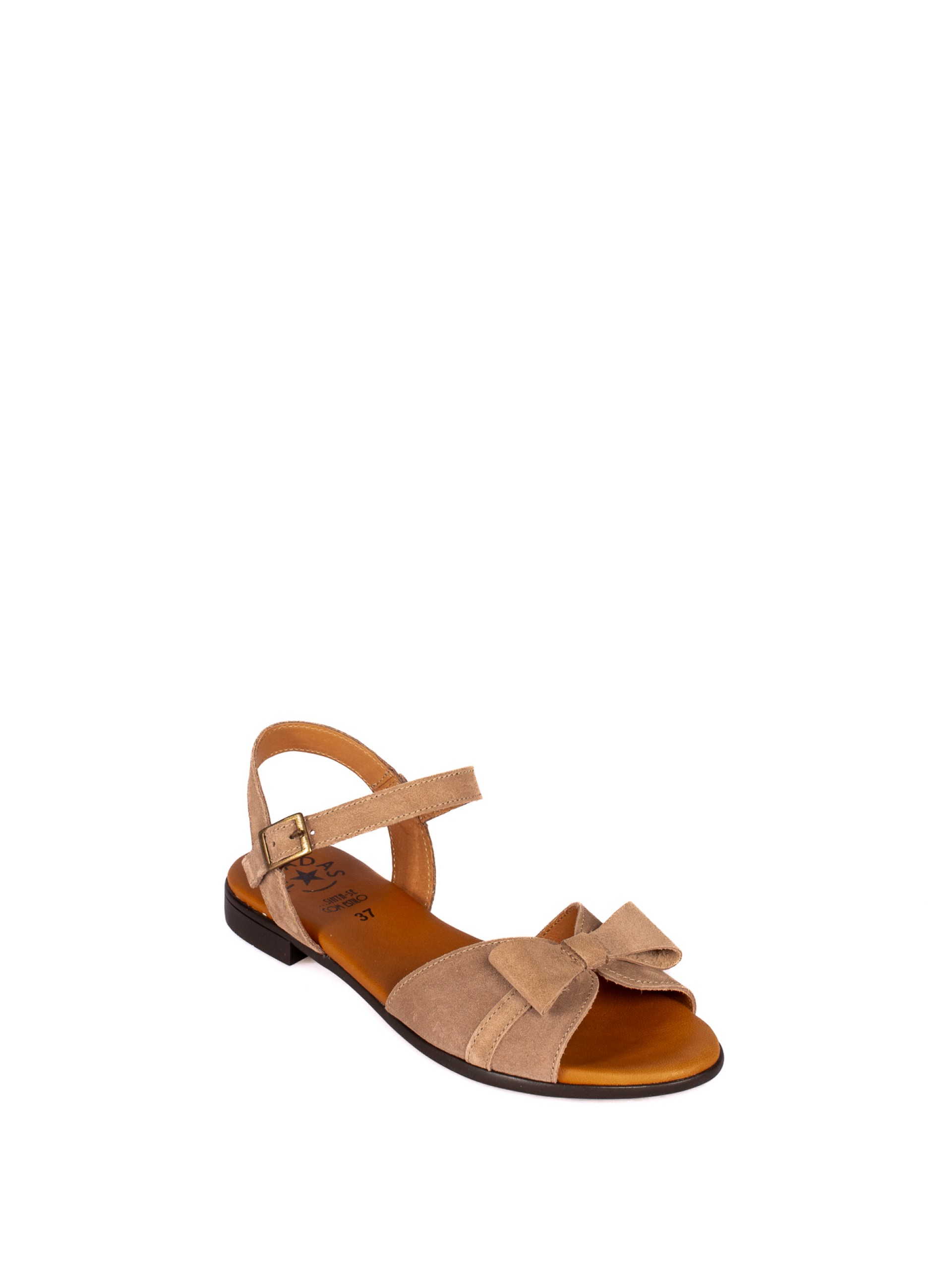 Sandália Rasa com Laço em Camurça