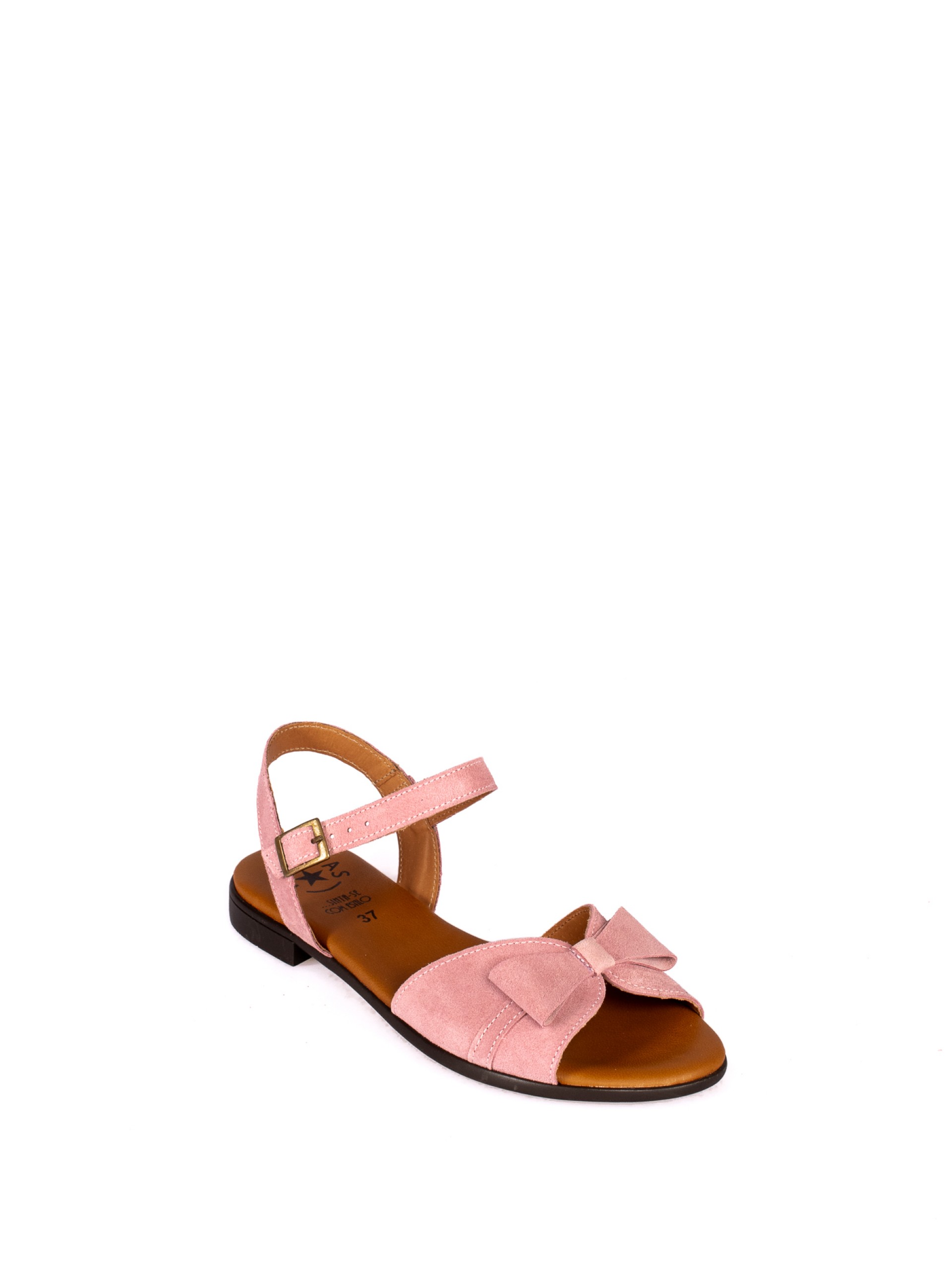 Sandália Rasa com Laço em Camurça