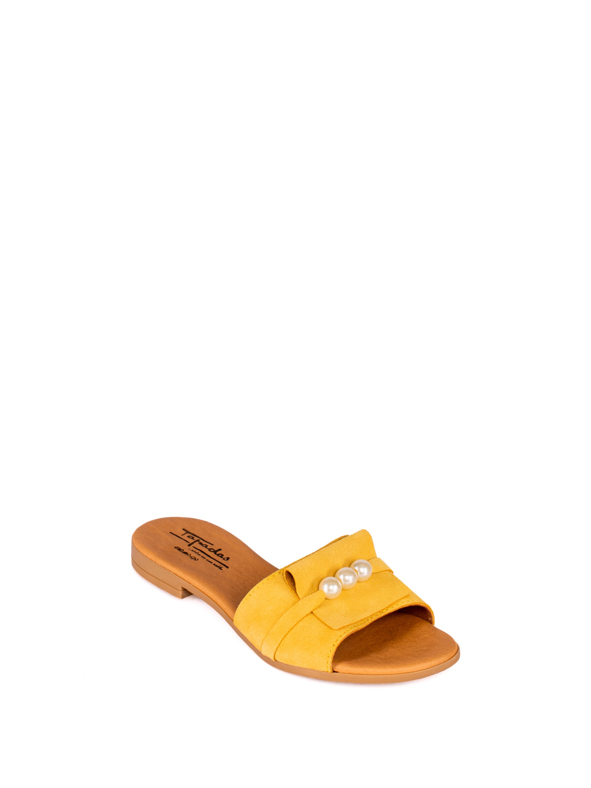 Suede Flip Flops with Pearl Detail