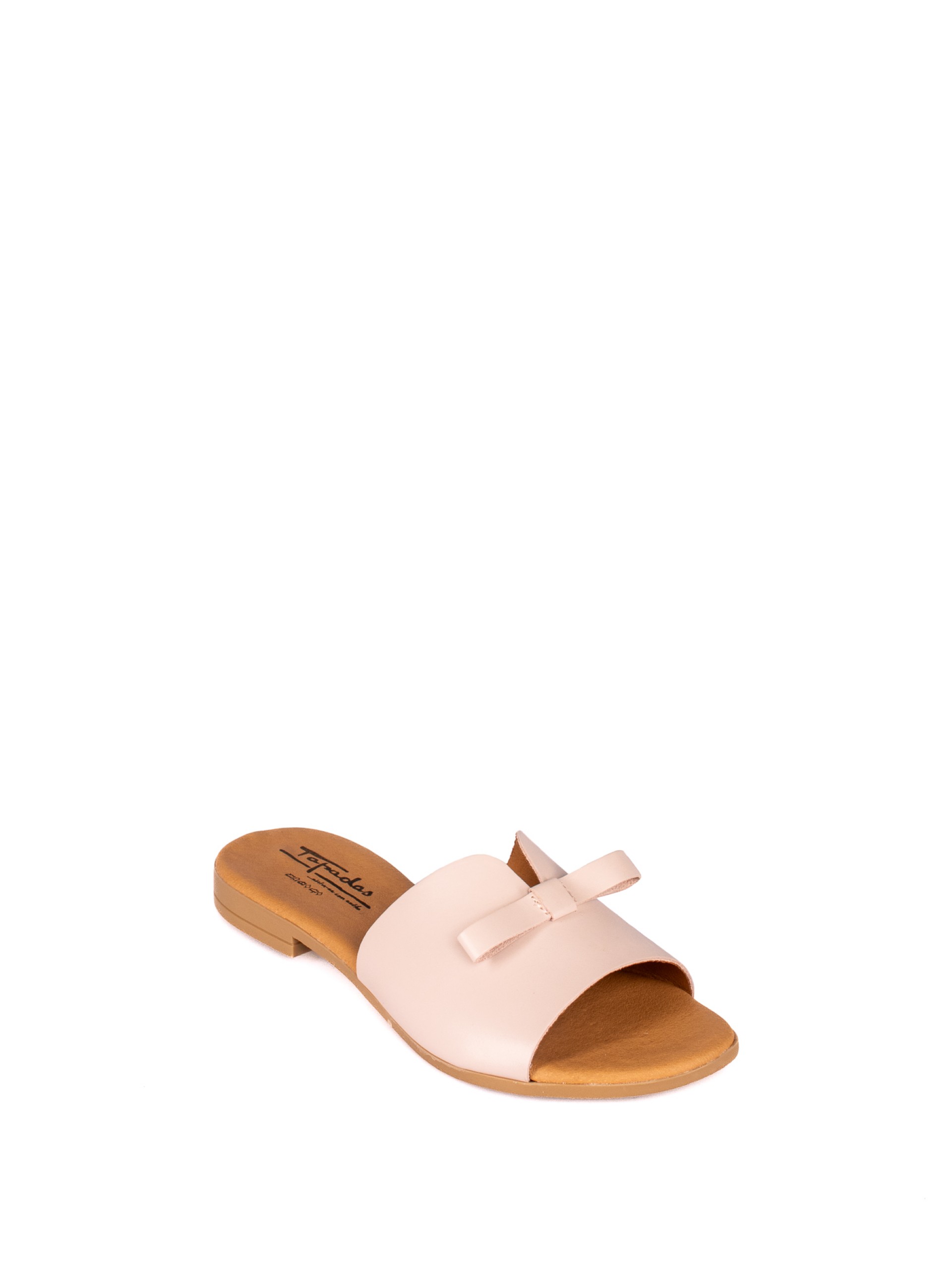 Leather Slipper with Bow Detail