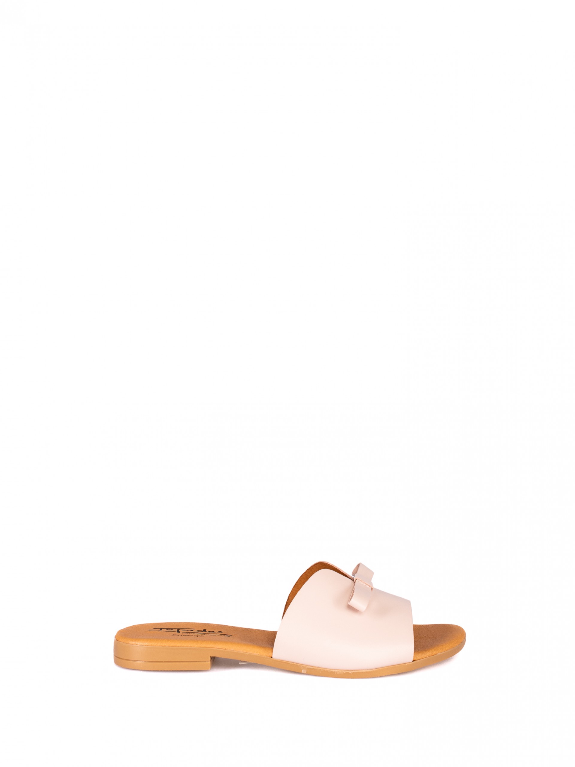 Leather Slipper with Bow Detail