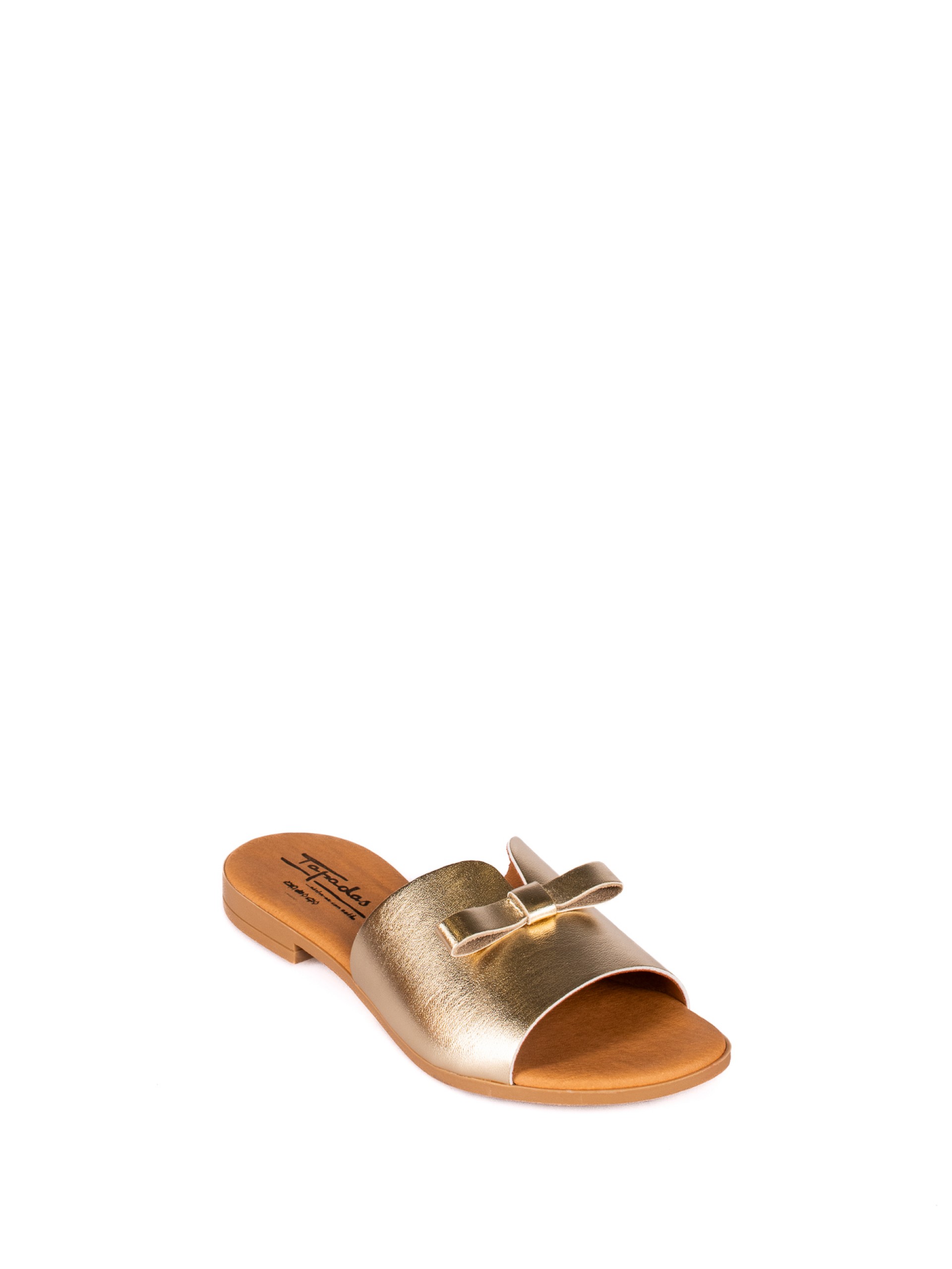 Leather Slipper with Bow Detail