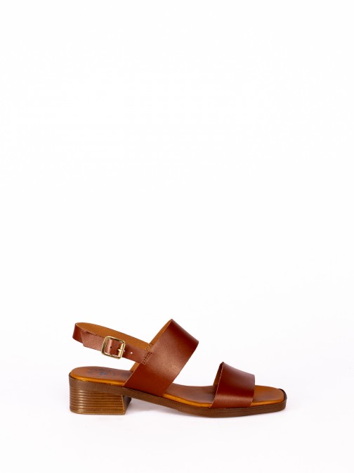 Leather Low Heel Sandal
