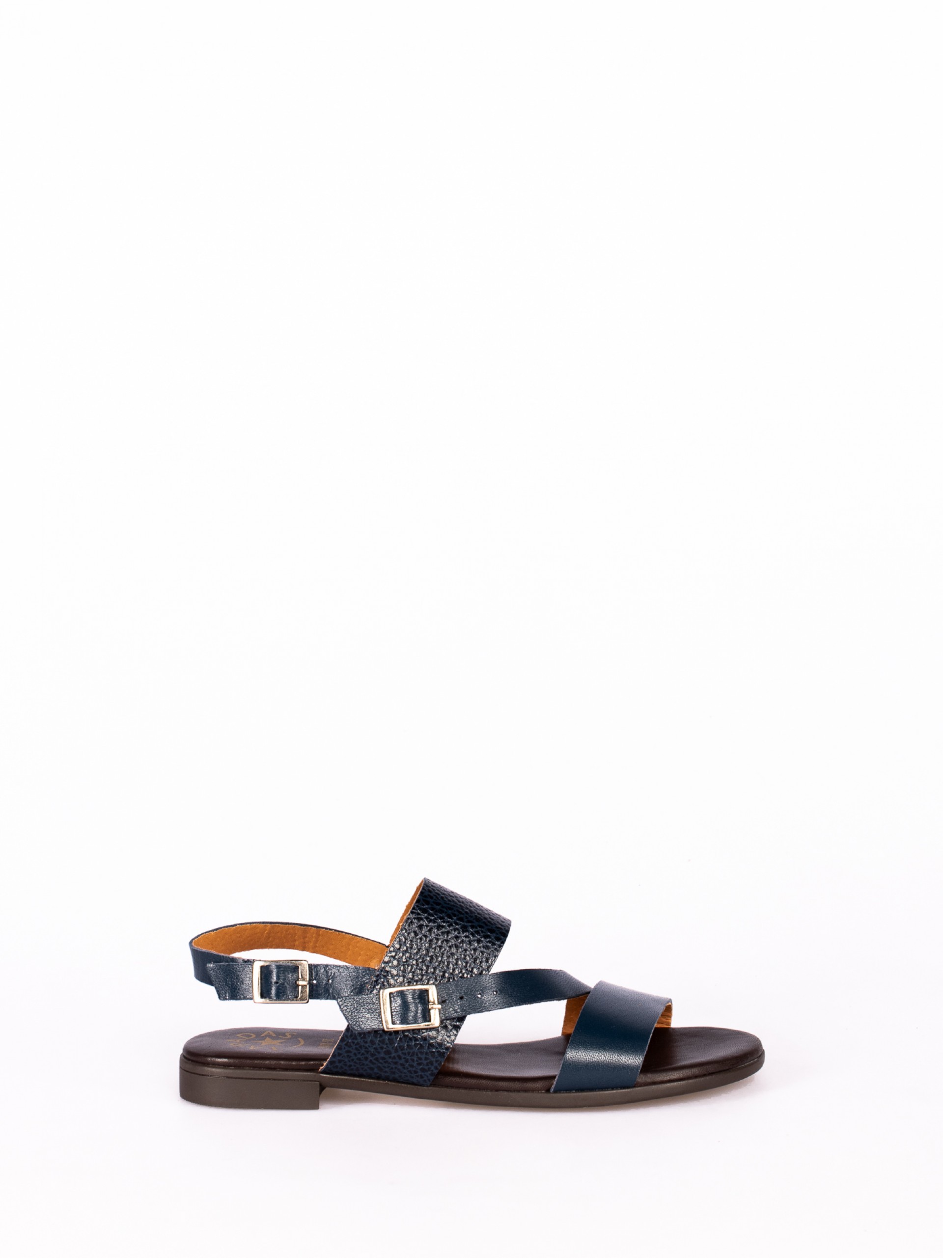 Sandália Rasa em Pele Combinada