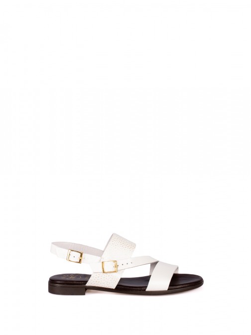 Combined Leather Flat Sandal