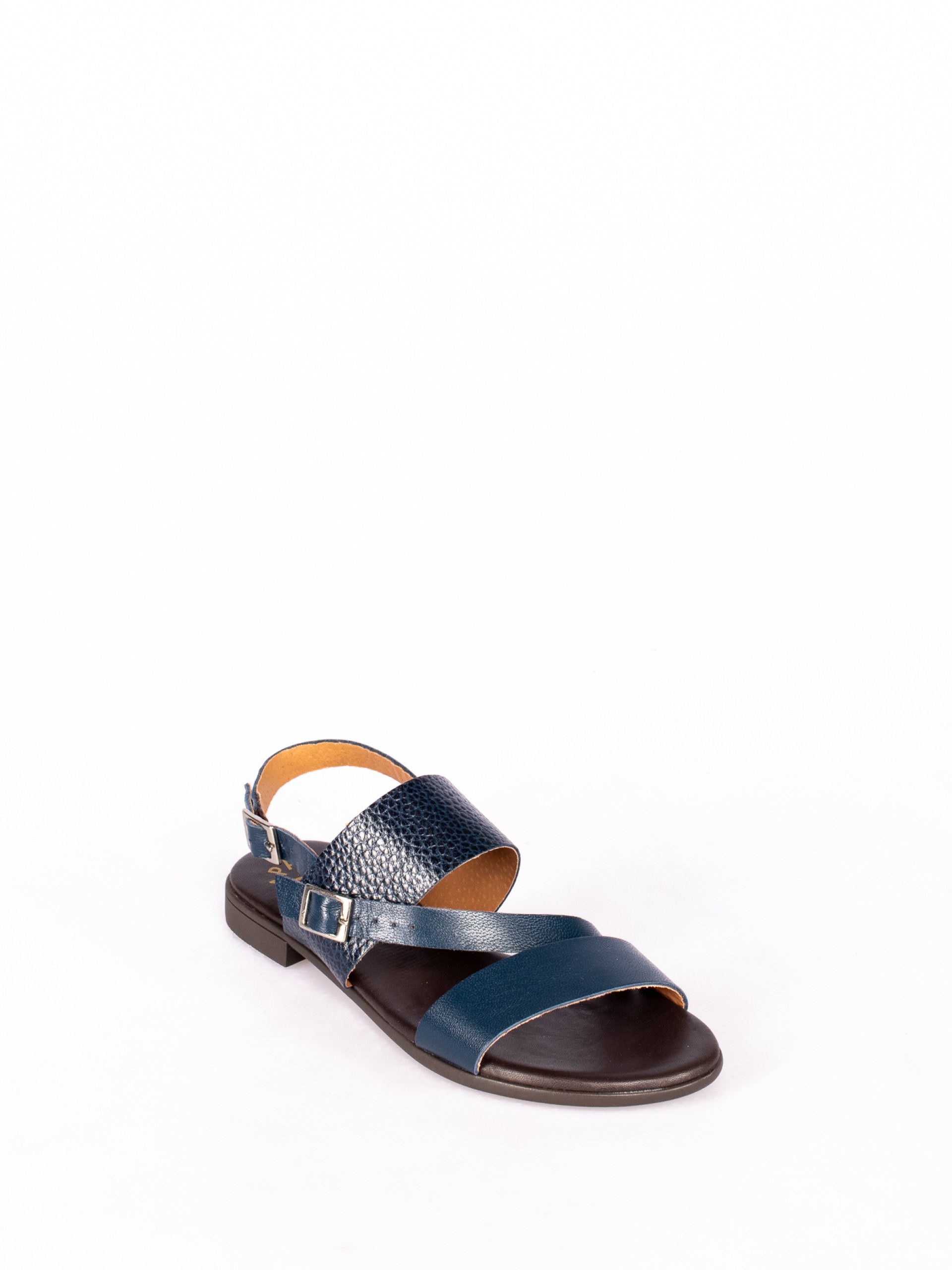 Sandália Rasa em Pele Combinada