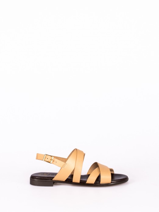 Flat Multiple Strap Leather Sandal