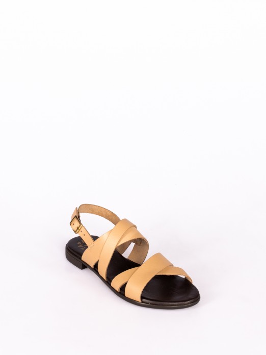 Flat Multiple Strap Leather Sandal