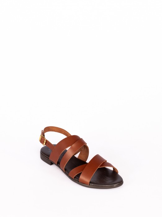 Flat Multiple Strap Leather Sandal