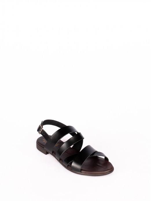Flat Multiple Strap Leather Sandal