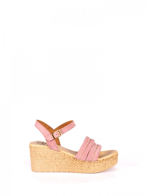 High Wedge Sandal with cushioned suede straps
