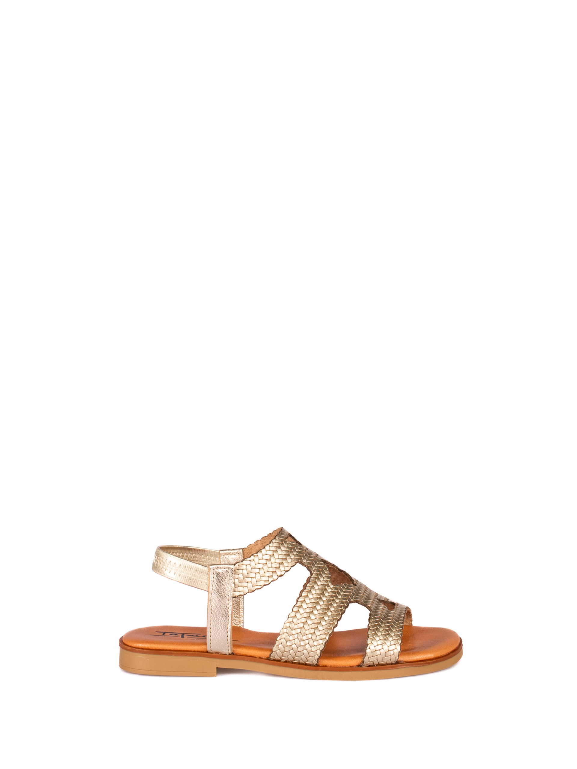 Embossed Leather Flat Sandal