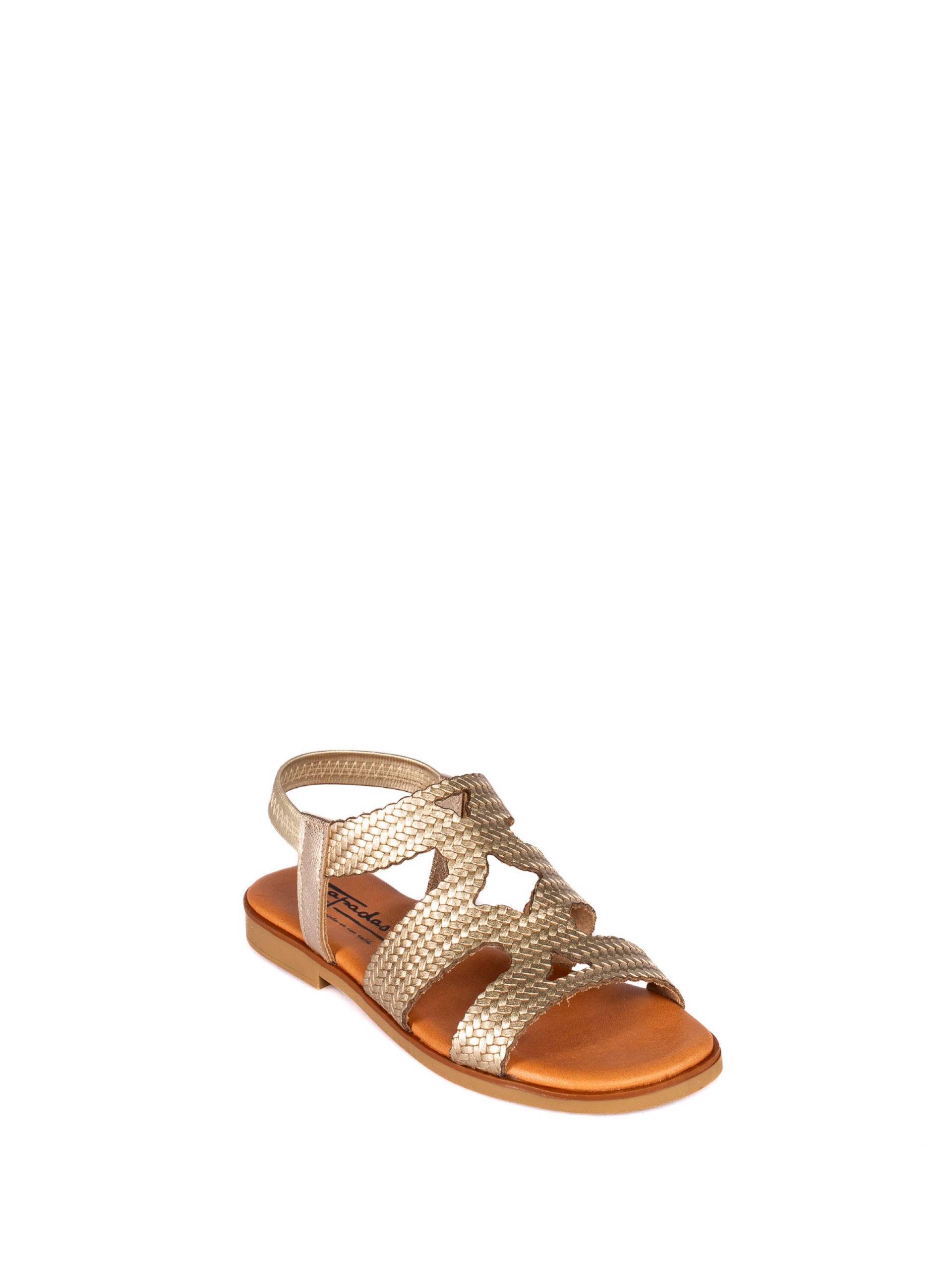 Embossed Leather Flat Sandal