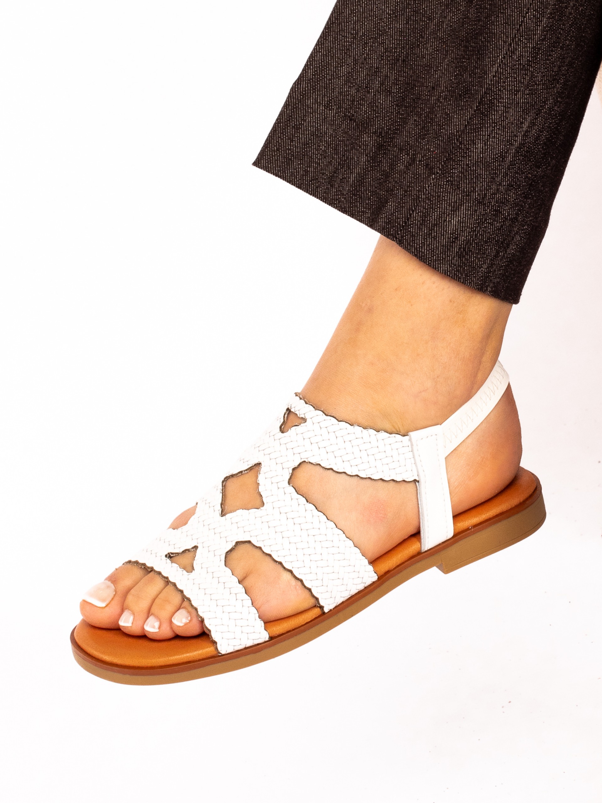 Embossed Leather Flat Sandal