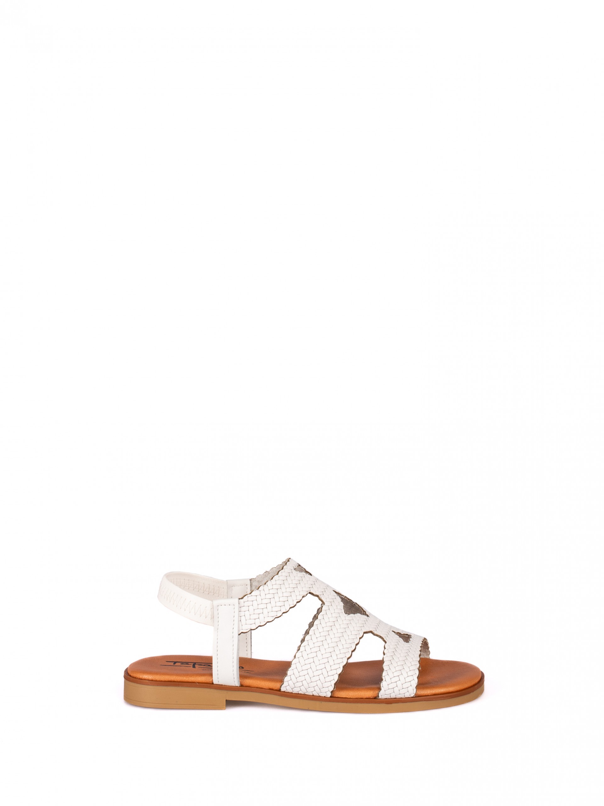 Embossed Leather Flat Sandal