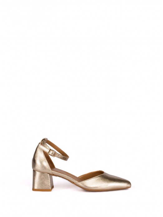 Medium Heel Shoe in Laminated Leather