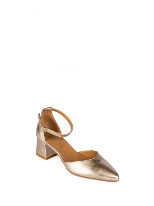 Medium Heel Shoe in Laminated Leather